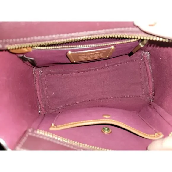 Coach Courier Carryall 23 In Colorblock Signature Canvas Tan Red Apple